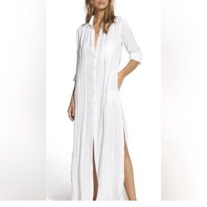 Vix White Jacque NWT Button Down Chemise Maxi Shirt Beach Wear Size Medium